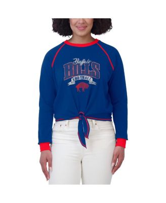 Women's Royal/Red Buffalo Bills Tie-Front Long Sleeve Top