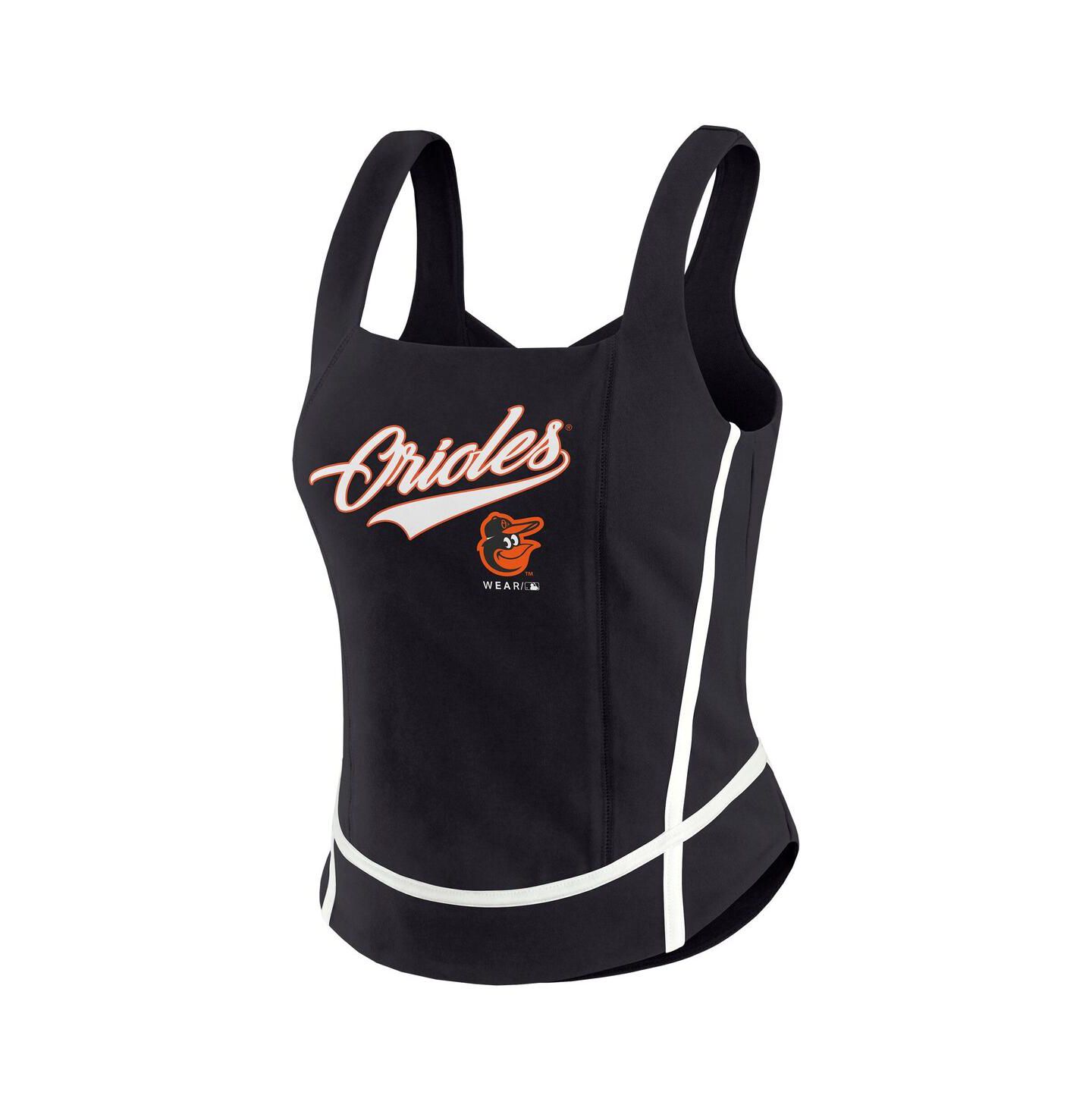Женский топ WEAR by Erin Andrews Black Baltimore Orioles Square Neck — фото 2