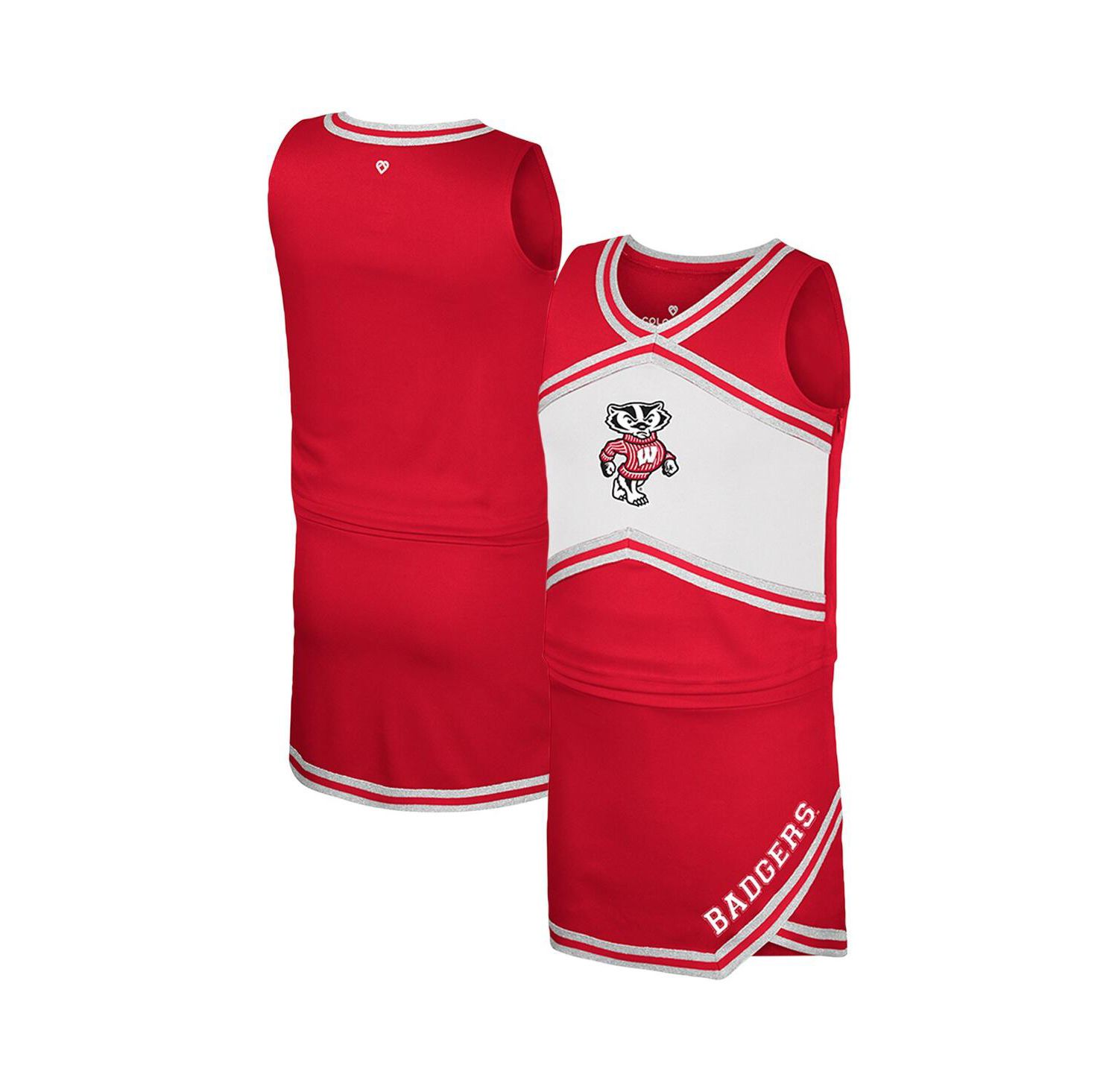 Big Girls 2-Piece Red Wisconsin Badgers Cheerleader Top and Skirt Set