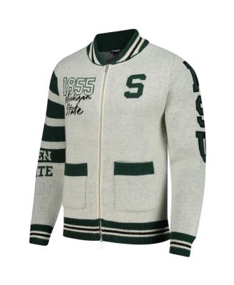 Men's and Women's Cream Michigan State Spartans Wild Collective Button-Up Jacquard Sweater