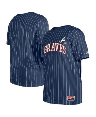 New Era - Men's Navy Atlanta Braves Throwback Pinstripe T-Shirt