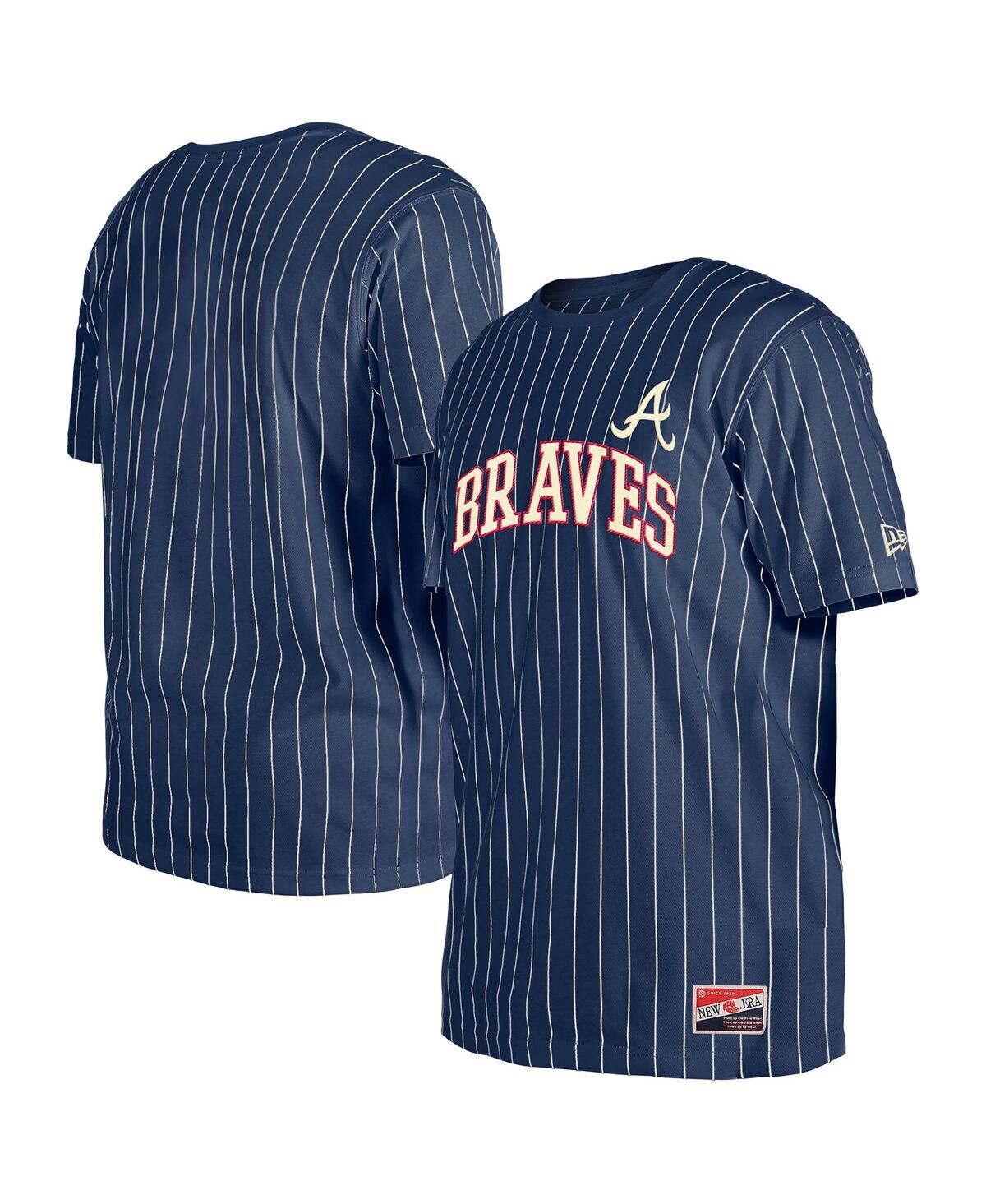 Men's Navy Atlanta Braves Throwback Pinstripe T-Shirt - Navy