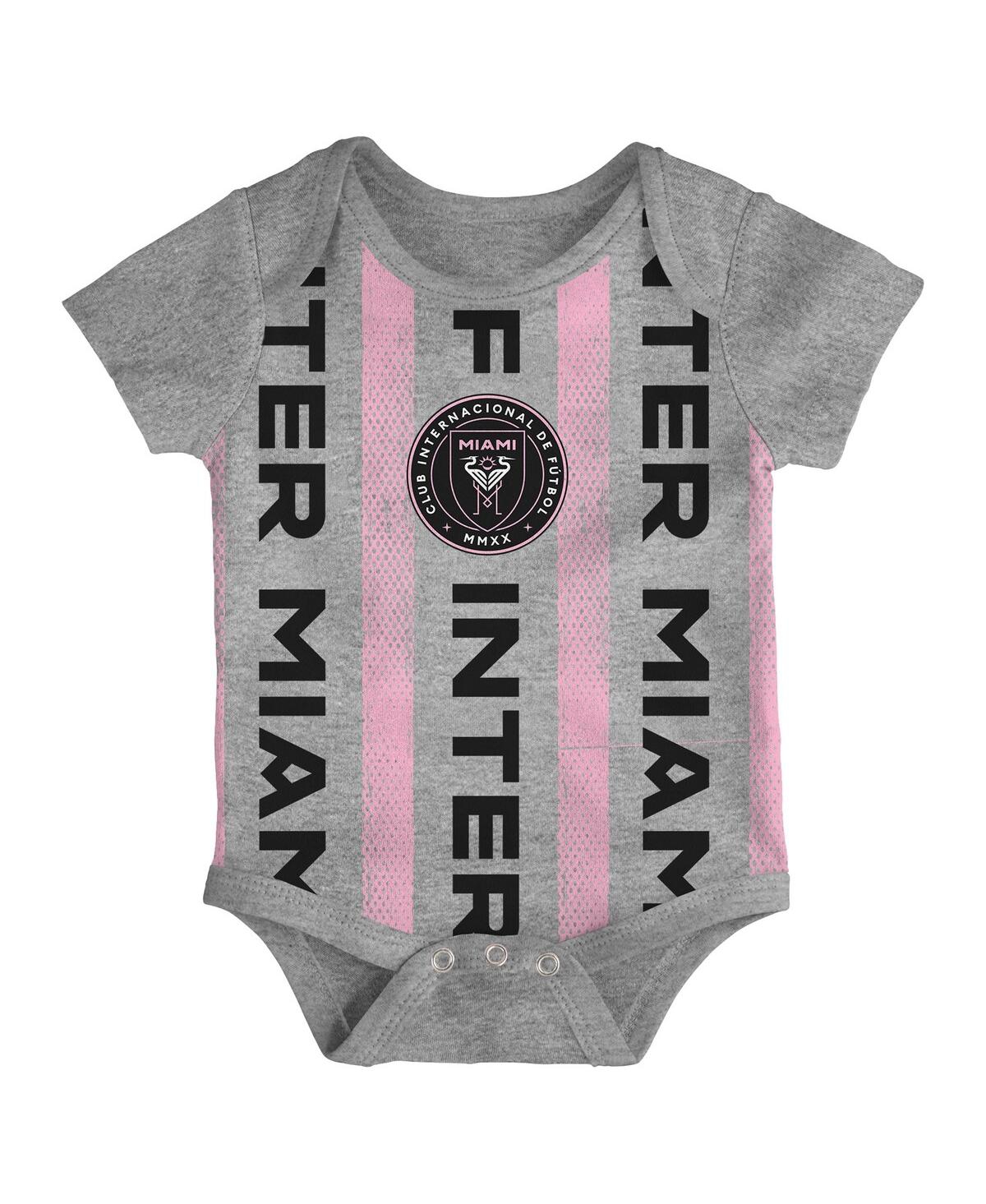 Outerstuff Newborn Inter Miami Cf Loyal Buddies Bodysuit 3-pack In Multi
