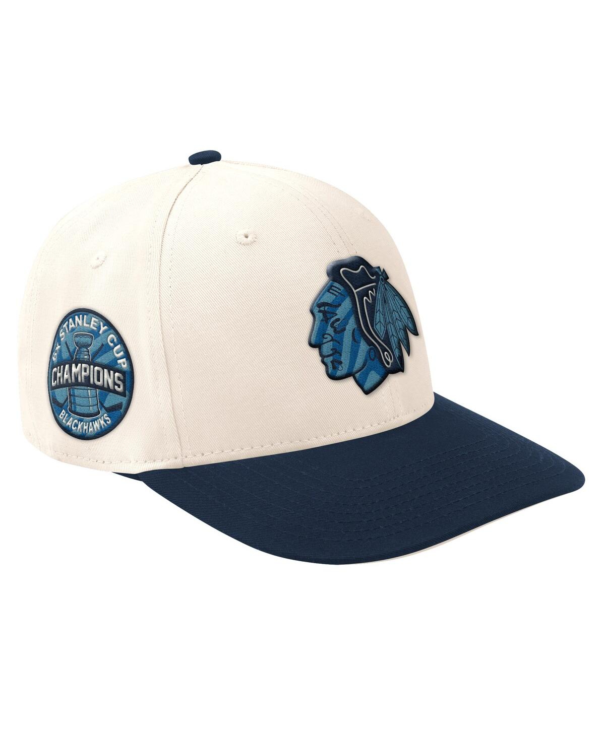 Men'sÂ Cream/Navy Chicago Blackhawks Blue Wave Classic Adjustable Hat - Cream, Navy