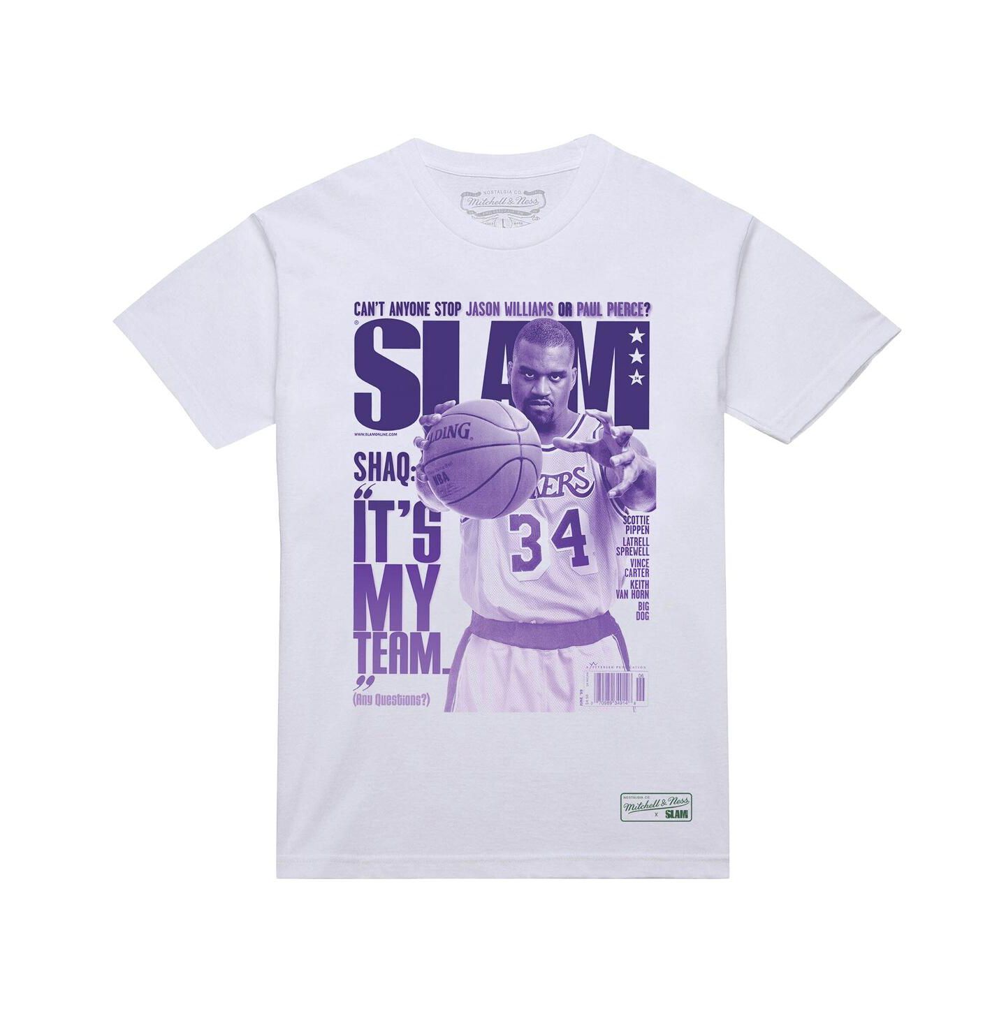 Мужская футболка Mitchell & Ness Shaquille O'Neal White Los Angeles Lakers Slam Gradient — фото 2