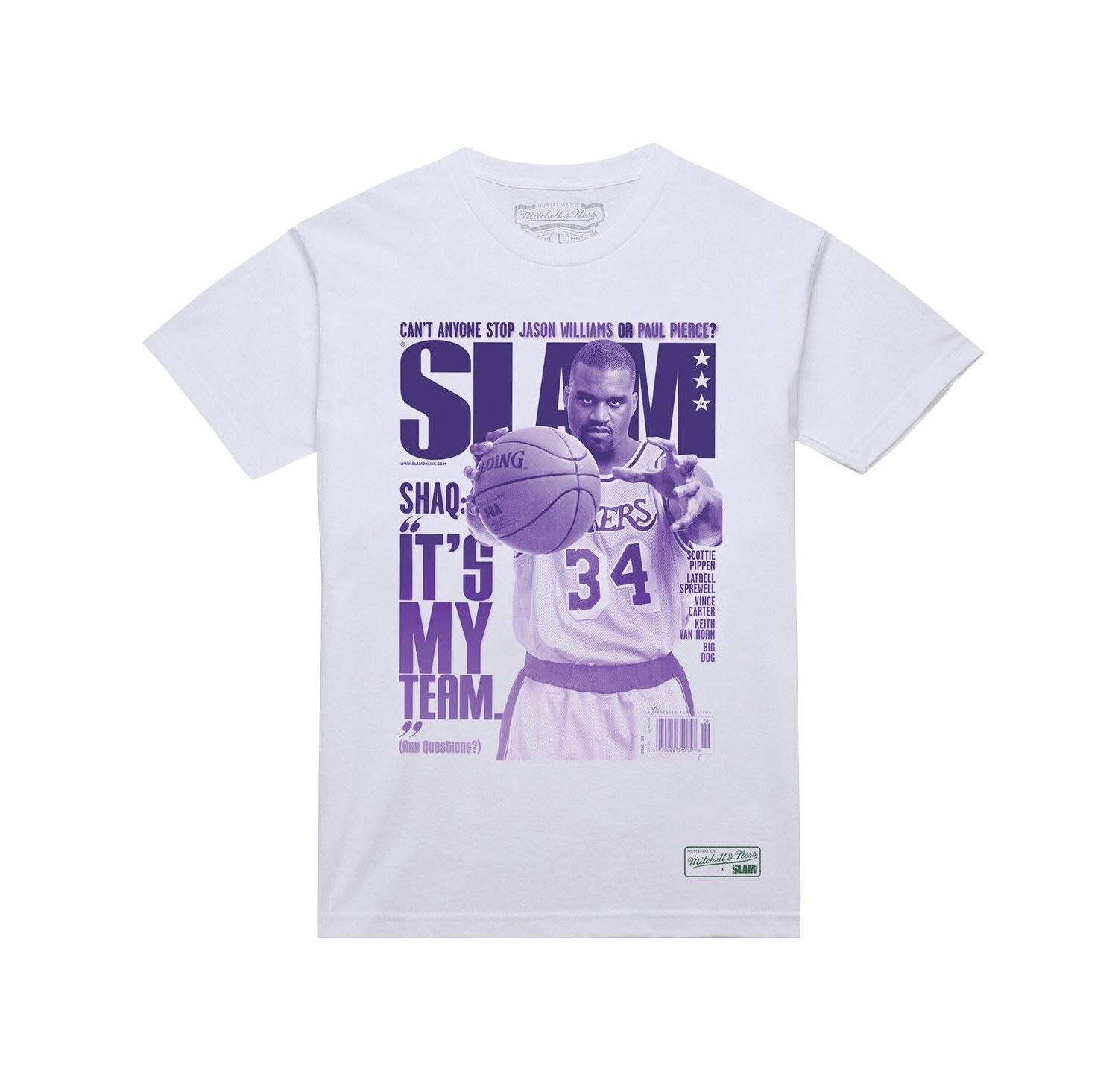 Men's Shaquille O'Neal White Los Angeles Lakers SLAM Gradient T-Shirt