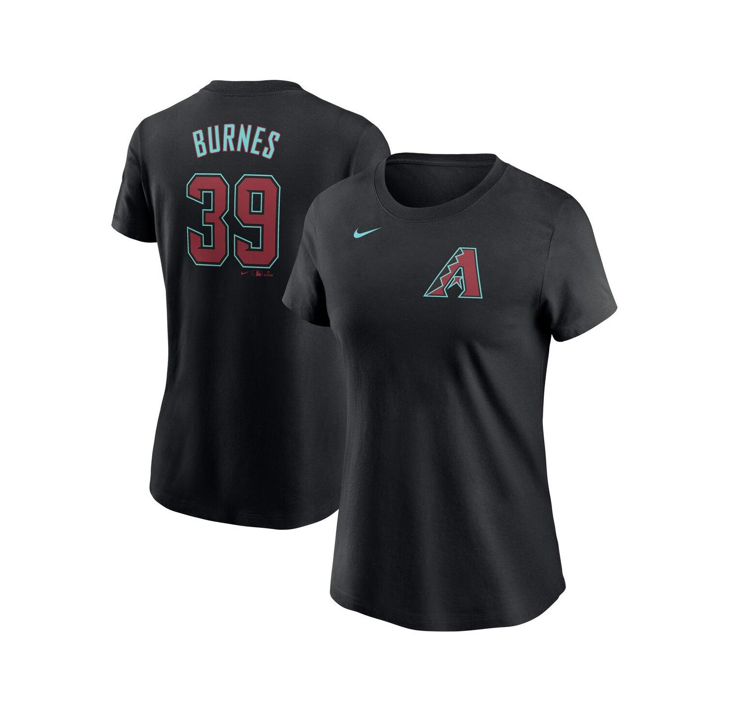 Women's Corbin Burnes Black Arizona Diamondbacks Fuse Name & Number T-Shirt