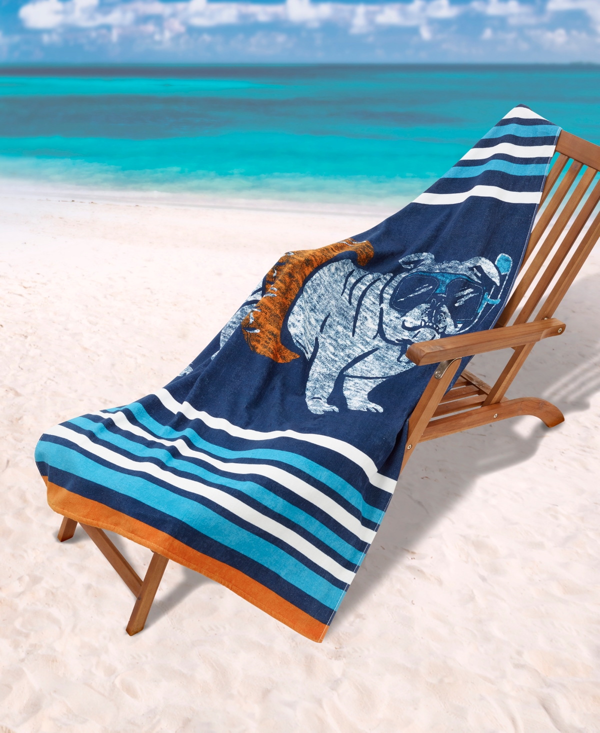 Izod Snorkel Time Cotton Beach Towel, 70" X 40"