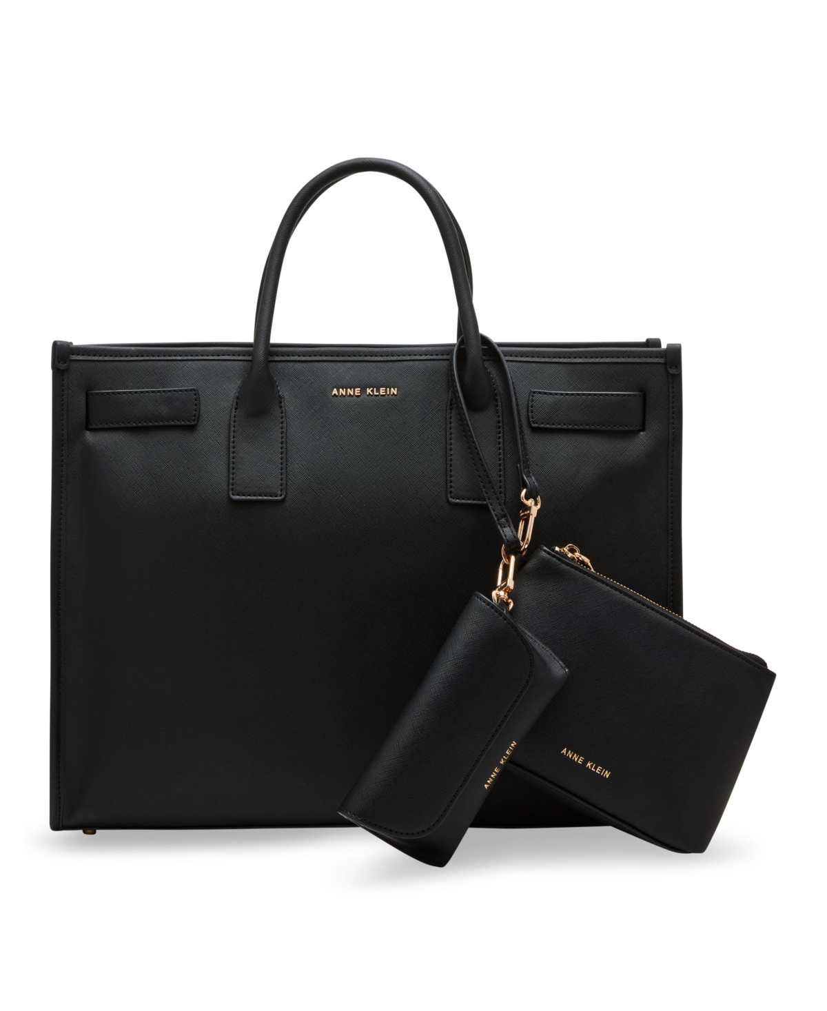 3 Piece Work Bridge Snap Tote Bag - Black