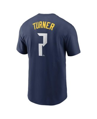 Men's Trea Turner&nbsp;Royal Philadelphia Phillies 2024 City Connect Fuse Name Number T-Shirt