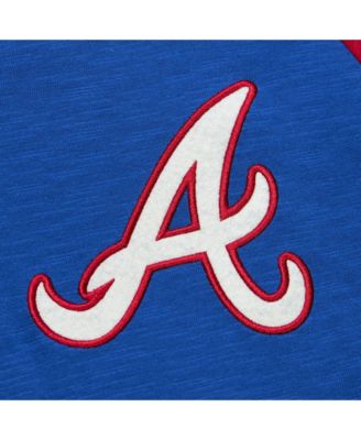 Men's Royal Atlanta Braves Cooperstown Collection Legendary Raglan Slub Henley 3/4-Sleeve T-Shirt