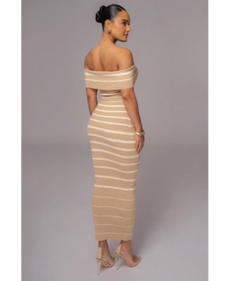 Women's Off The Shoulder Striped Dress