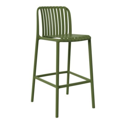 29.5" Outdoor Modern Plastic Patio Bar Height Stools (Set of 2)