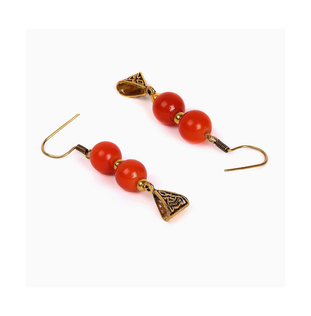 Sohi Women's Gold Plated Designer Stone Jewellery Set In Red