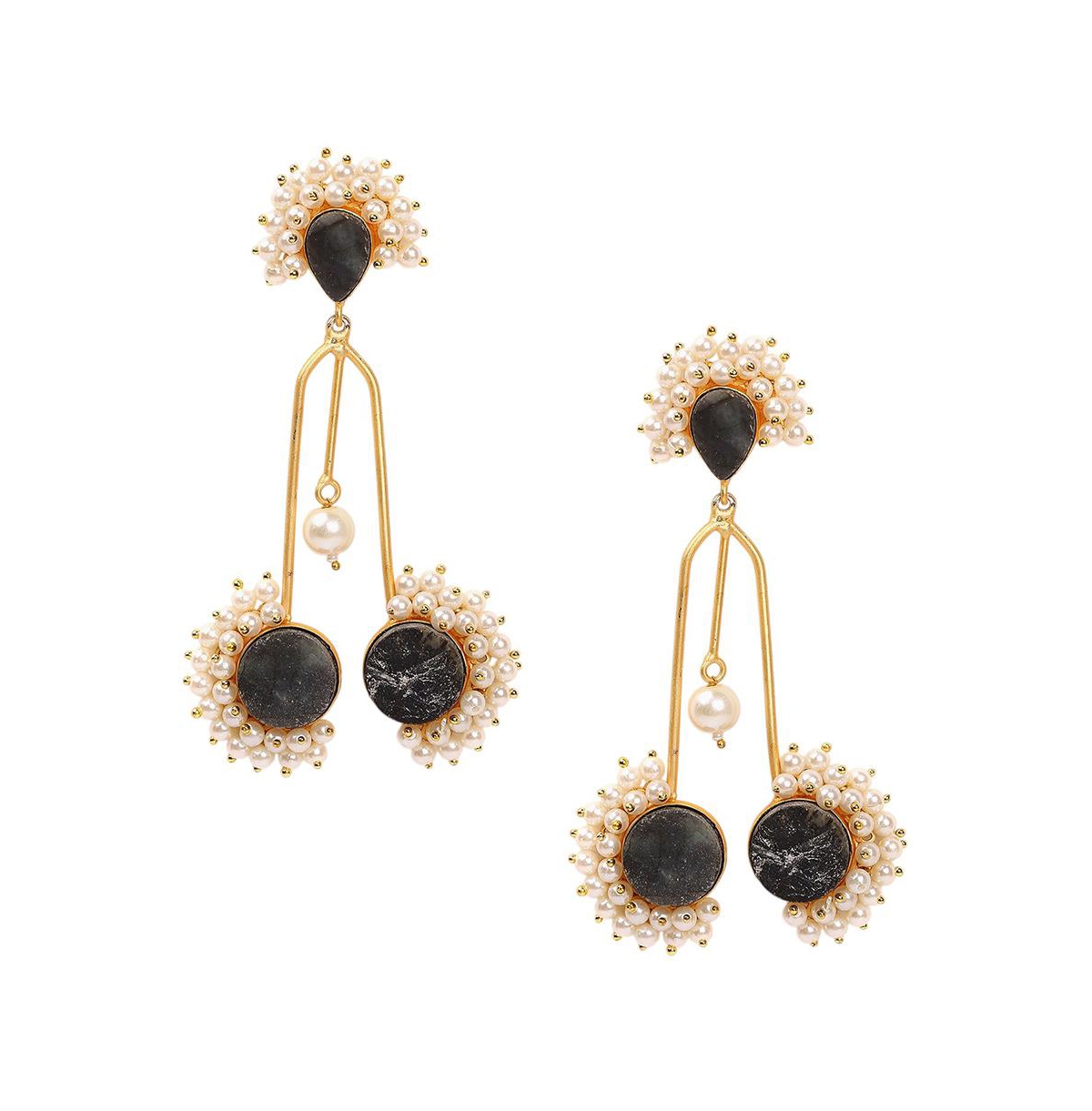 Sohi Women's Cluster Stone Drop Earrings