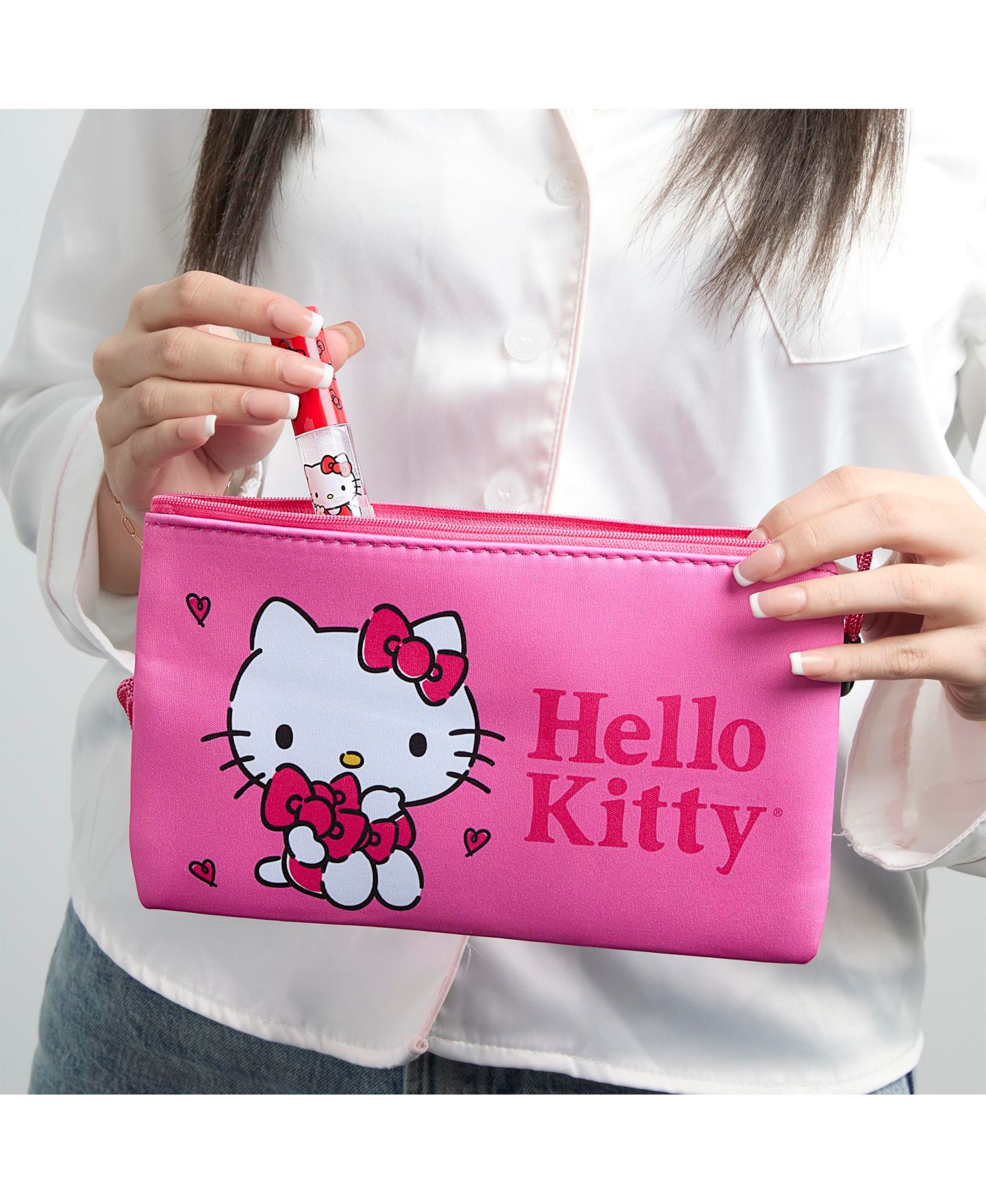 Сумка Hello Kitty Makeup Bag Official License, Pink Neoprene Zip Pouch for Travel, Sanrio Travel Gifts — фото 2