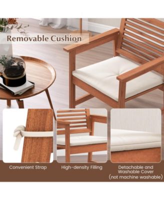 Set of 2 Outdoor Dining Chair Patio Solid Wood Chairs with Comfortable Cushions