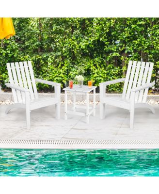 2PCS Patio Adirondack Chair Side Table Set Solid Wood Garden Deck