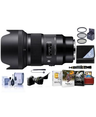 50mm f/1.4 DG HSM ART Lens for L Mount, Black, Bundle with Filter Kit, Flex Lens Shade, Lens Pouch, Lens Cleaner, Wrap, Cleaning Kit, Mac