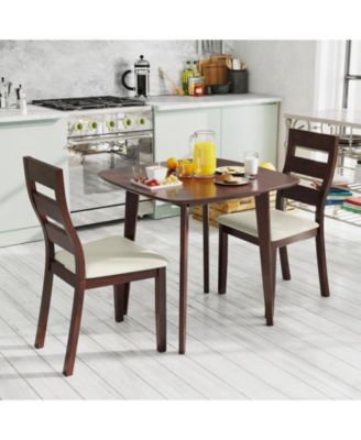 3-Piece Dining Table Set with Wooden Square Kitchen Table and 2 Chairs