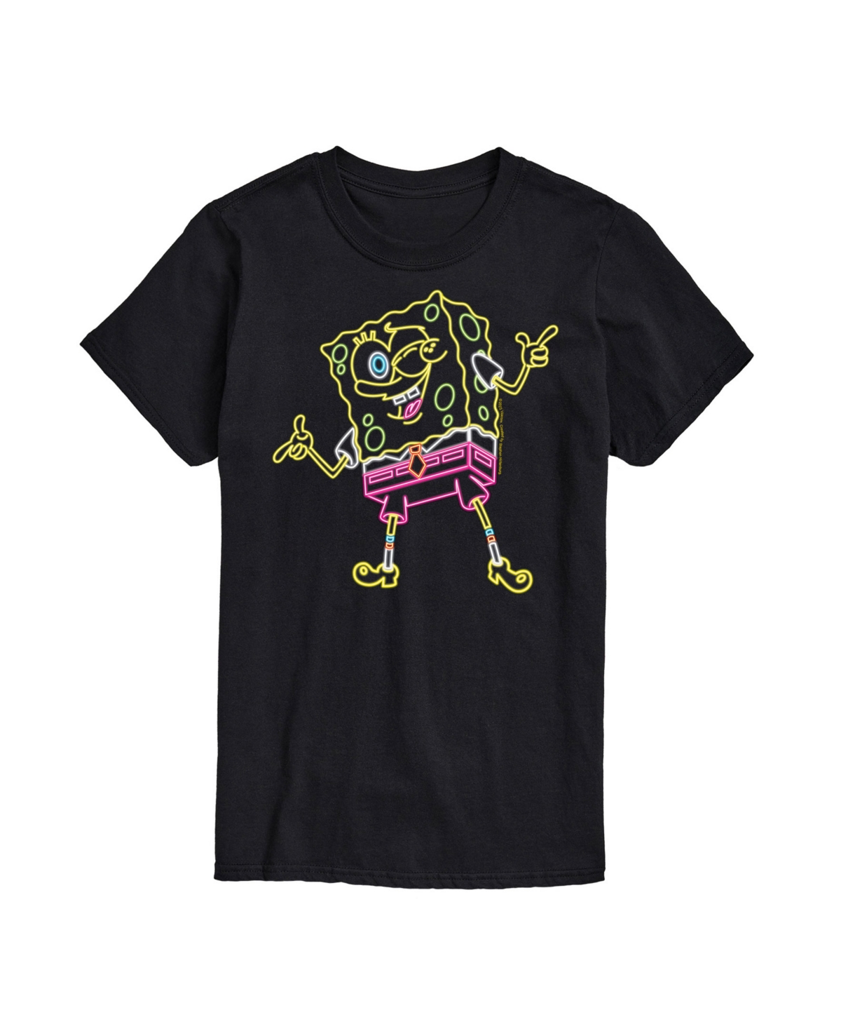 Airwaves Men's Spongebob Squarepants Neon Spongebob Short Sleeve T-shirt In Black