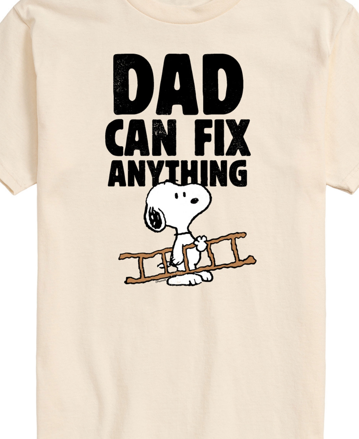 Airwaves Men's Peanuts Snoopy Father's Day Dad Can Fix Anything Short Sleeve T-shirt In Beige
