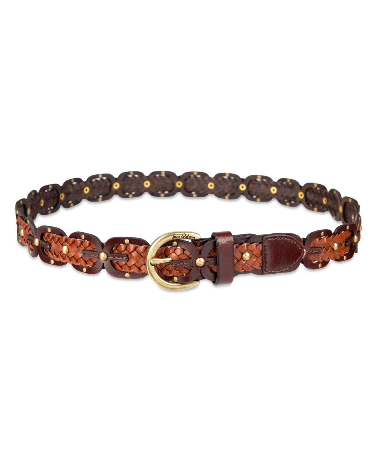 Women's Western Double-e Link Braided Leather Belt - Brown