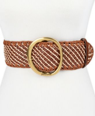 Women's Raffia and Leather Woven Belt