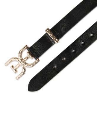 Women's Hammered Double-E Logo Plaque Buckle Belt