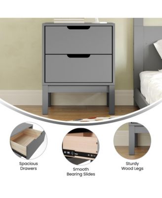 Samuel Kids Double-Drawer Night Stand With Solid Wood Frame