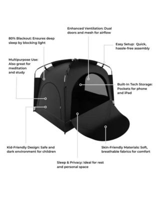 Sanctuary Full Size Indoor Blackout Bed Tent – Privacy Sleep Canopy with Dual Doors, Mesh Windows & iPad Holder – Easy Setup, Light-Blocking Tent for Better Rest, Relaxation, or Study – Also Available in Twin