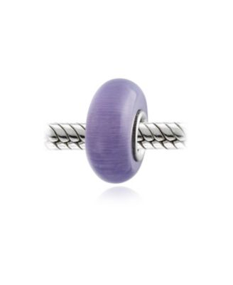 Set of 2 Smooth Opaque Multi Colors Murano Glass Charm Bead Sterling Silver Core