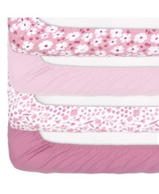 Fitted Crib Sheet Set, Daisy, 4 Pack