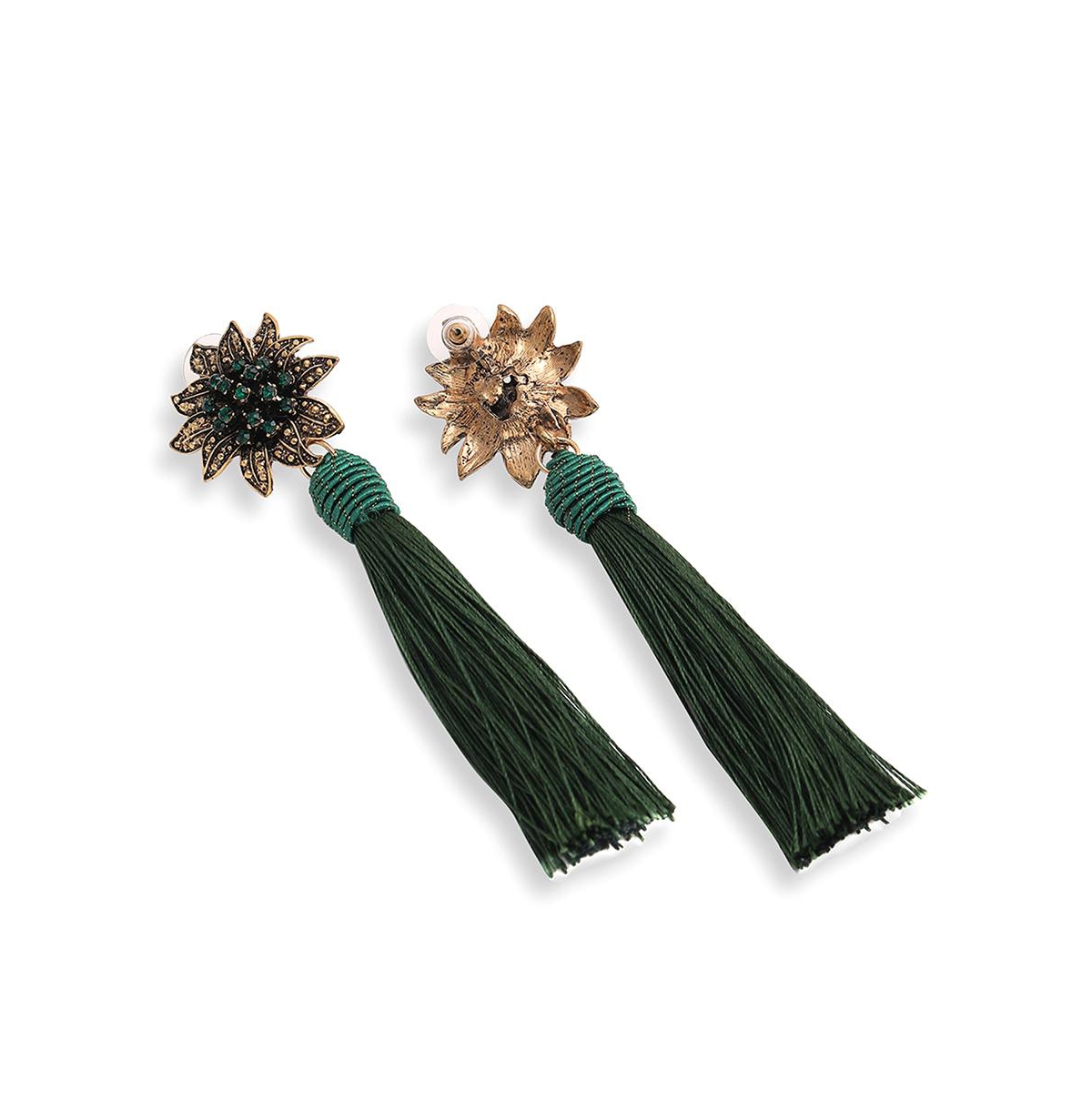 Sohi Green Color Gold Plated Party Designer Stone Drop Earring For Women's In Green