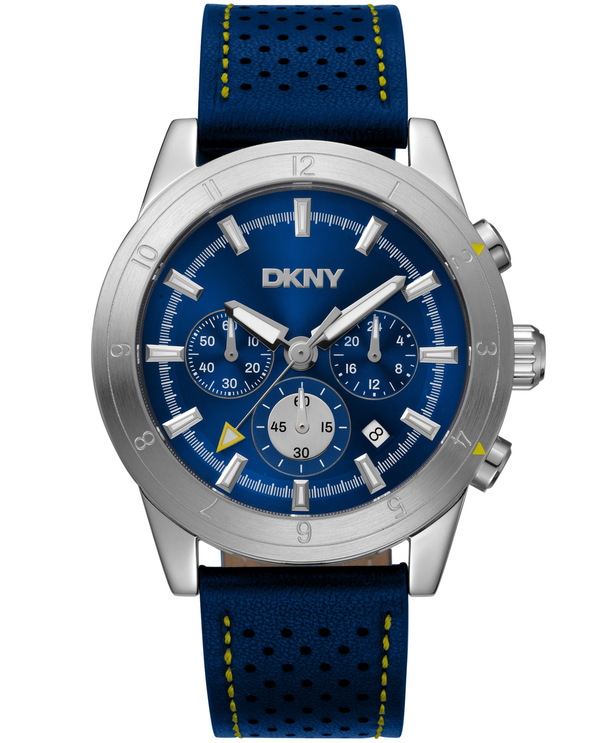 Men's Bryant Park Chronograph Dark Blue Leather Strap Watch, 44mm - Dark Blue