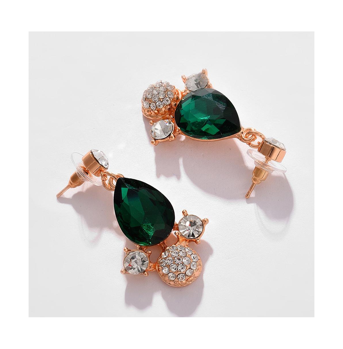 Sohi Women's Gold Plated Designer Stone Jewellery Set In Green