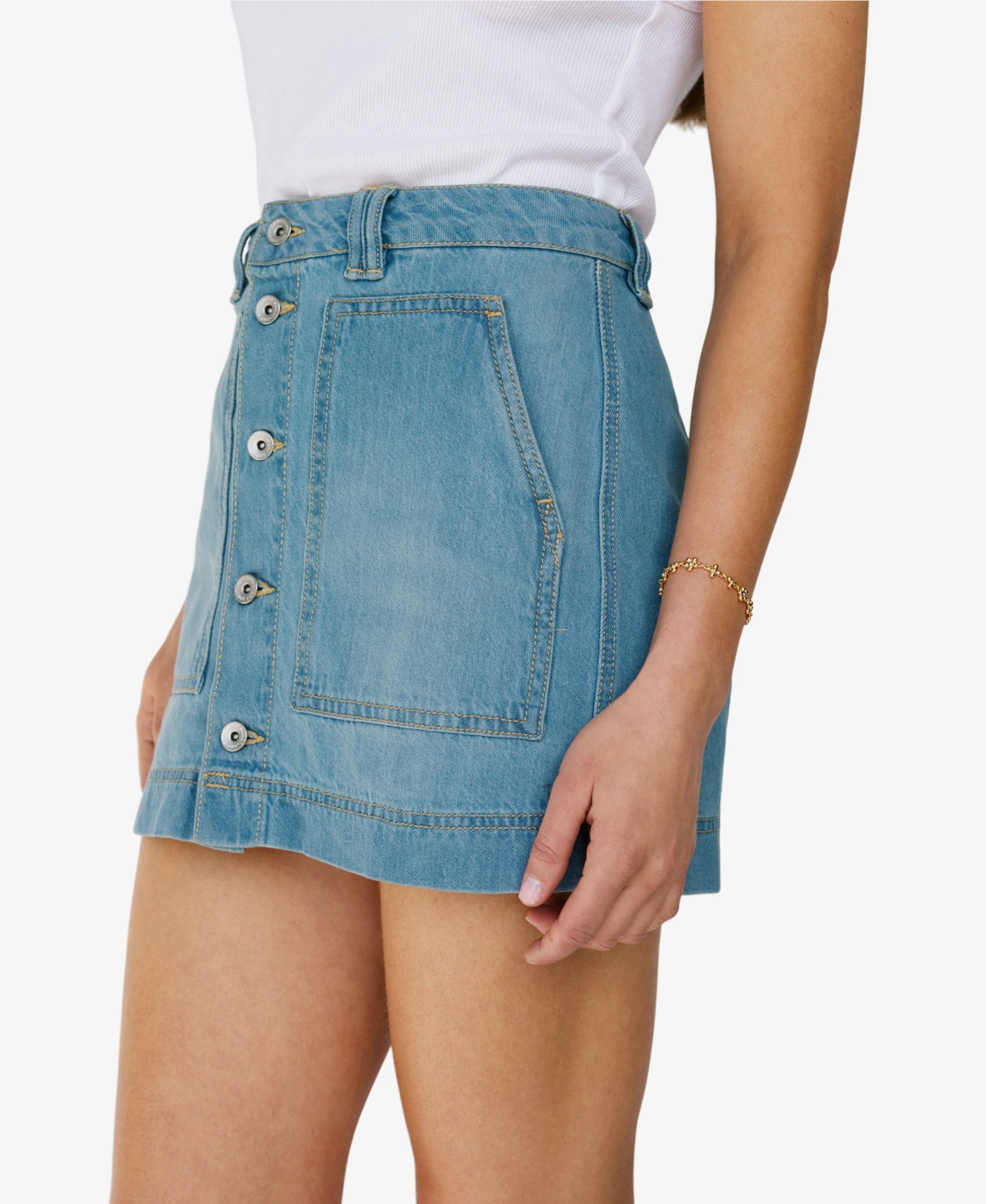 Shop Sanctuary Women's All Buttoned Up Denim Mini Skirt In Dream Team
