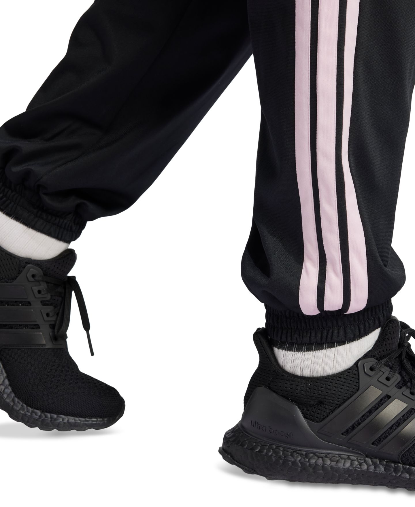 Женские брюки adidas Plus Size Tricot 3-Stripes Track Pants, цвет: Чёрный / Прозрачный розовый — фото 2