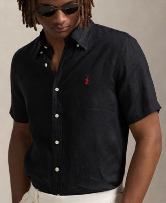 Men's Short-Sleeve Linen Button-Up
