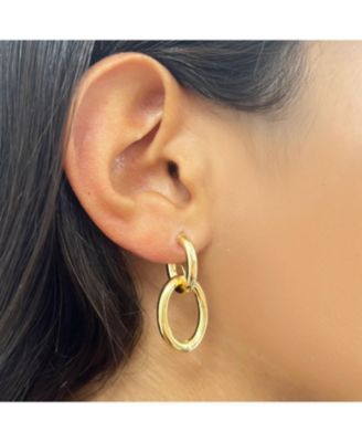 Double Oval Link Drop Earrings 14K Gold