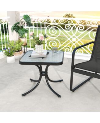 Tempered Glass Top Patio Table with Heavy-duty Metal Frame for Garden Poolside