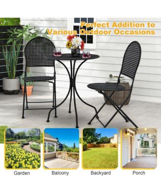 3 PCS Patio Bistro Set All-weather Metal Table & Chair Set for 2 Person Modern Furniture Set