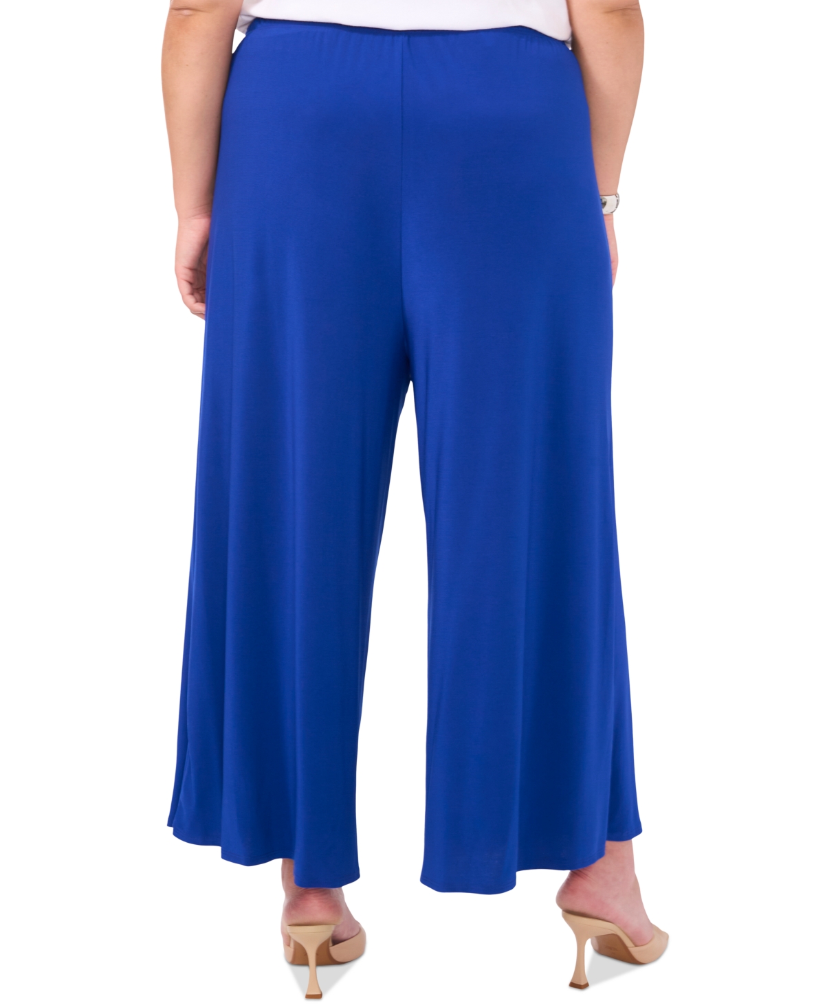 Vince Camuto Plus Size Solid Pull-on Wide-leg Pants In Blue