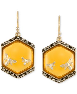 Macy's - Amber & Marcasite Polygon Bee Drop Earrings in 18k Gold-Plated Sterling Silver