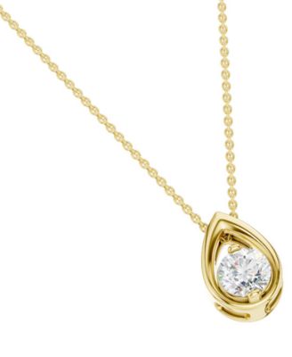 Diamond Tear-Shape Pendant Necklace (1/6 ct. t.w.) in 14k Yellow Gold, 16" + 2" extender