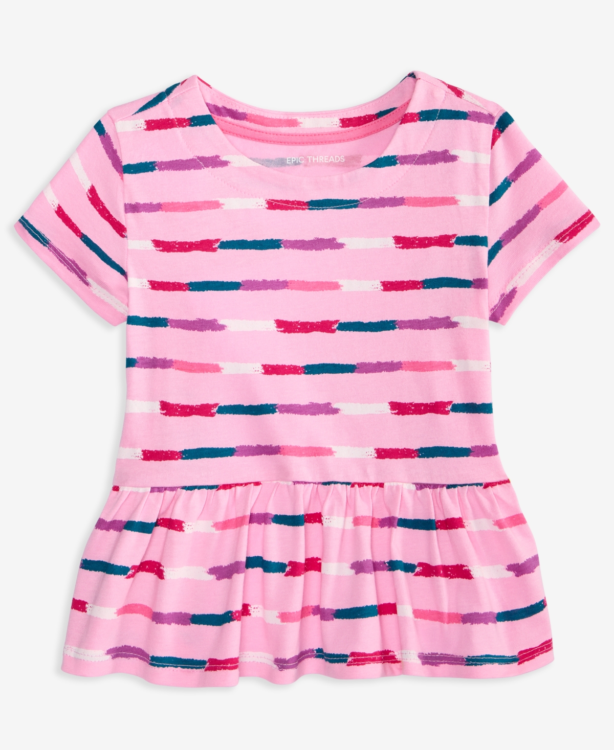 Epic Threads Toddler Girls Crayon Stripe Peplum Top, Exclusively At Macy's In Pink