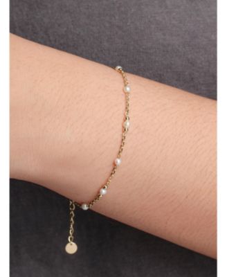 Freshwater Pearl Chain Bracelet in 14K Gold, 6.5 in adj to 7.5 in, approx. 2.2 grams.