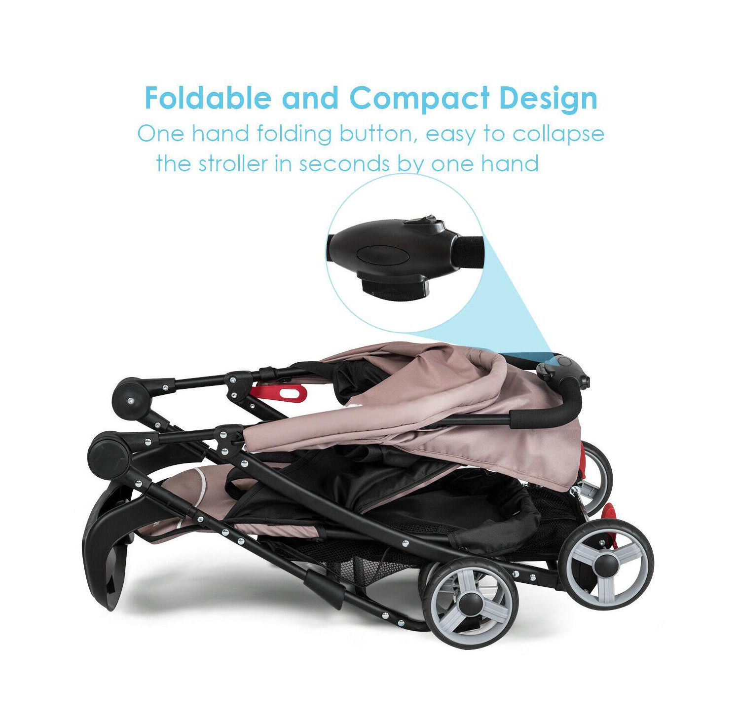 Foldable Lightweight Baby Stroller Kids Travel Pushchair 5-Point