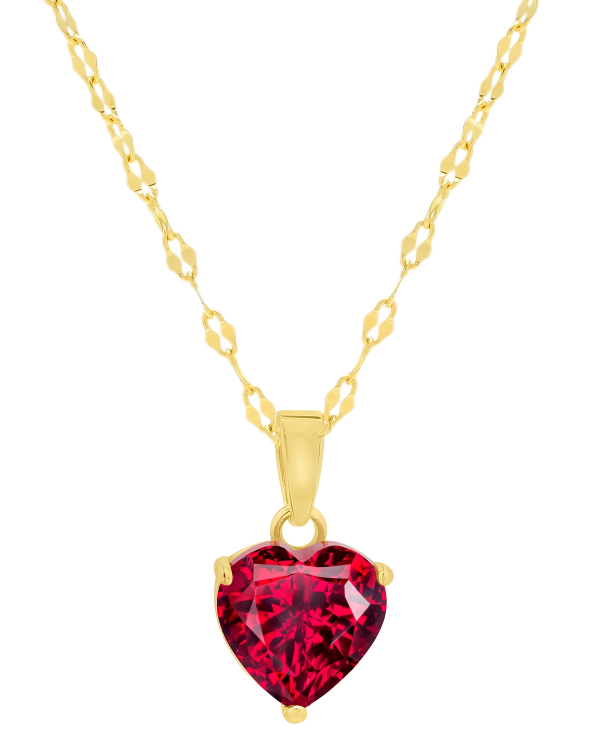 Lab Grown Ruby Heart 18" Pendant Necklace (2-1/4 ct. t.w.) in 14k Gold-Plated Sterling Silver - Ruby