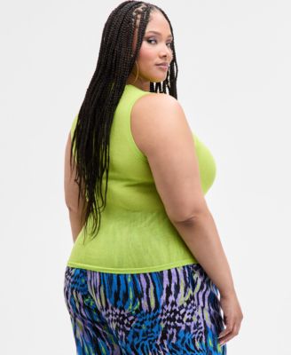Trendy Plus Size Sheer Sweater-Knit Tank